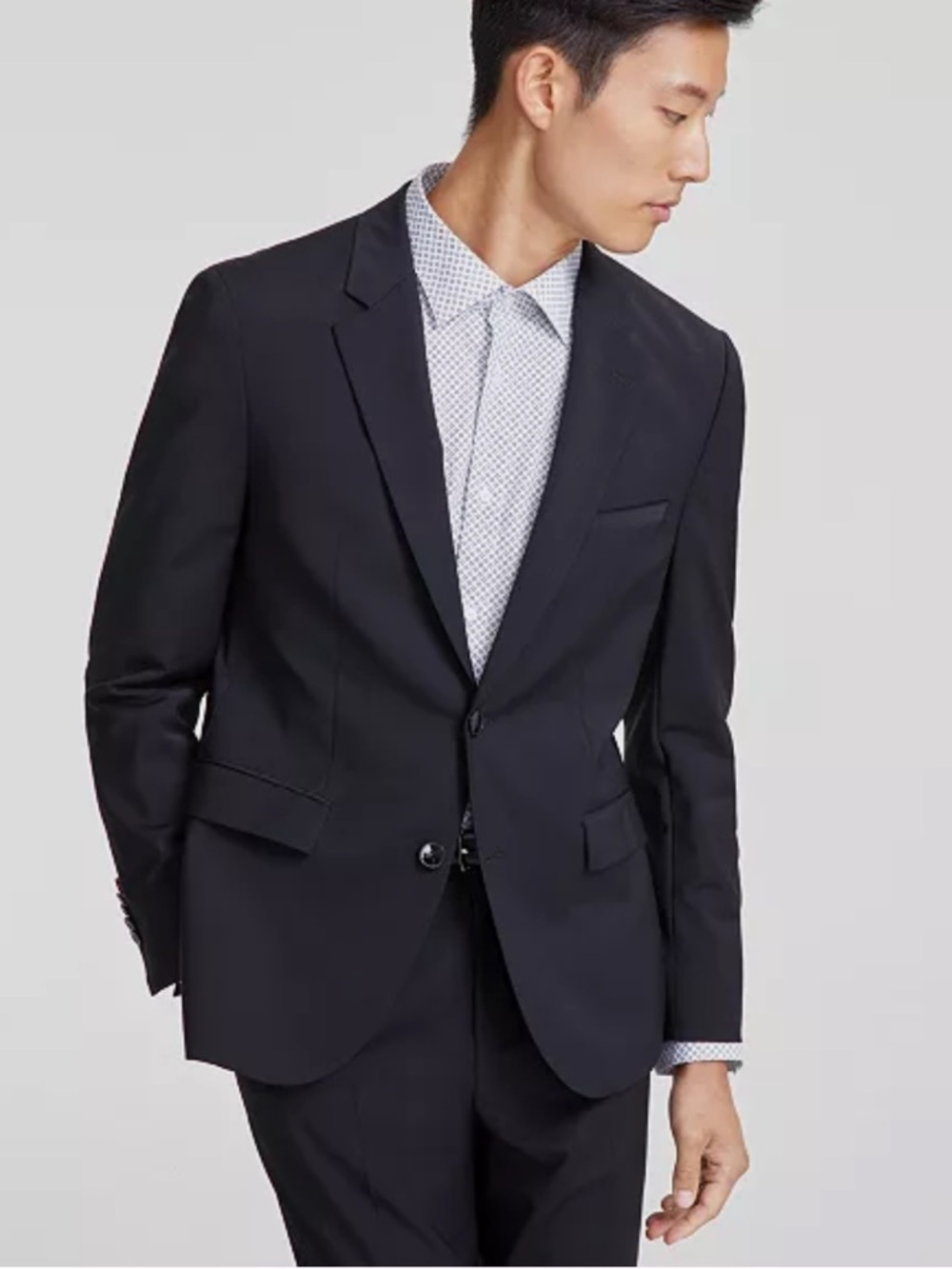 Hugo Boss Men's Black Modern Fit Super-Flex Wool Suit Jacket
